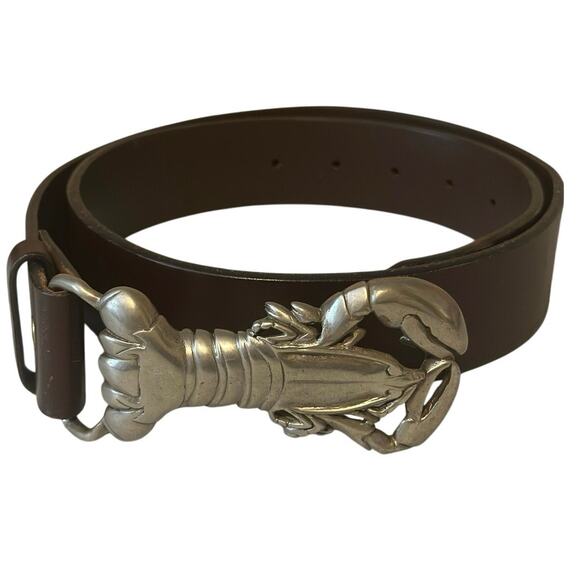 Vineyard Vines Other - Vintage Vineyard Vines Men's Brown Leather Belt Brass Lobster Buckle Size 34